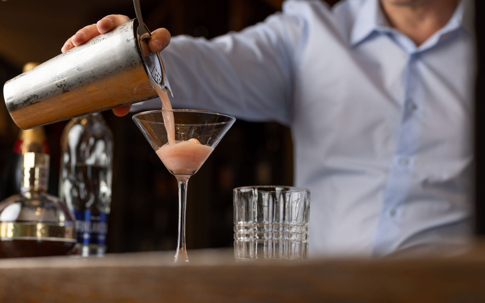 Campari sour, mid-pour