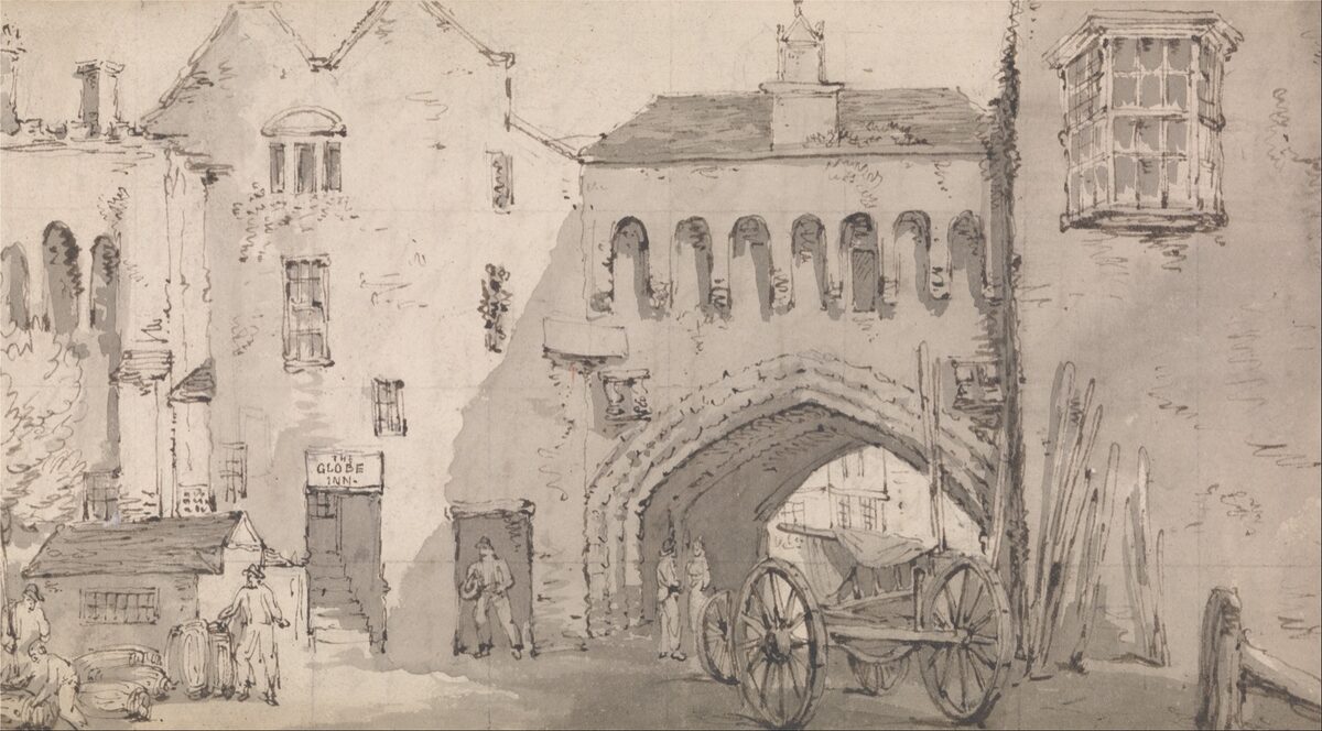 Thomas Rowlandson, Southampton, the Watergate and Globe Inn, c.1794